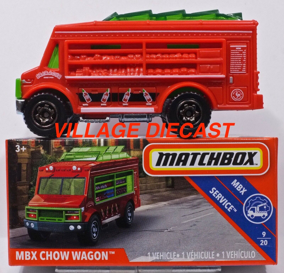 2019 Matchbox Power Grabs 87 MBX Chow Wagon (Food Truck) RED / SRIRAC