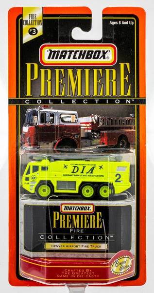 1999 Matchbox Premiere "Fire" Airport Fire Truck SAFETY YELLOW | DENVER | FSC