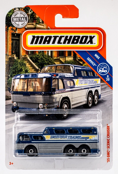 2019 Matchbox #90 '55 GMC Scenic Cruiser BLUE | GREY | WESTERN TRAVELWAY | FSC