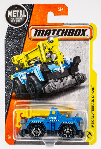 2017 Matchbox #41 MBX All-Terrain Crane BLUE | YELLOW | INC CONSTRUCTION | FSC