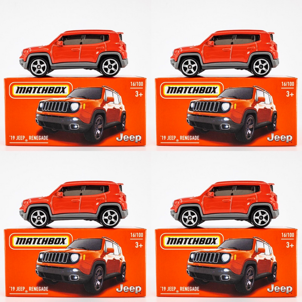 2024 Matchbox Power Grabs #16 '19 Jeep Renegade OMAHA ORANGE | 4-PACK LOT | FSB