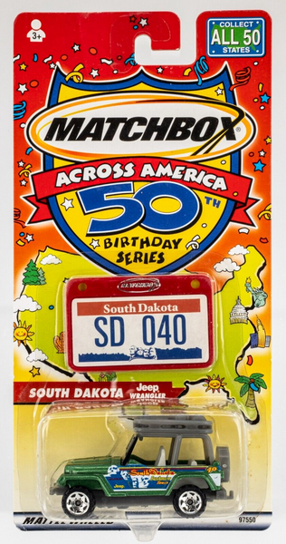 2002 Matchbox Across America 1998 Jeep Wrangler GREEN | SOUTH DAKOTA | FSC