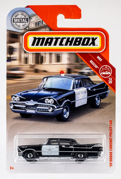 2019 Matchbox #43 '59 Dodge Coronet Police Car BLACK | POLICE CHIEF | FSC