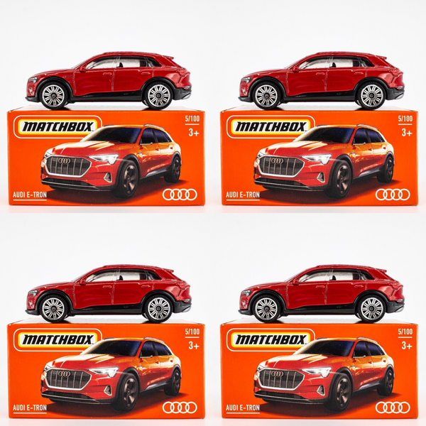 2024 Matchbox Power Grabs #5 Audi E-Tron CATALUYNA RED | 4-PACK LOT | FSB