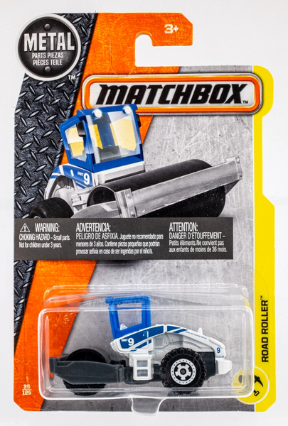 Matchbox Road Rugh 2017 Matchbox #39 Road Roller WHITE | BLUE | UNIT 9 | FSC – Village Diecast