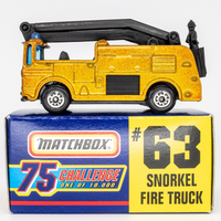 1997 Matchbox Gold Challenge #63 Snorkel Fire Truck GOLD METALLIC | BOXED