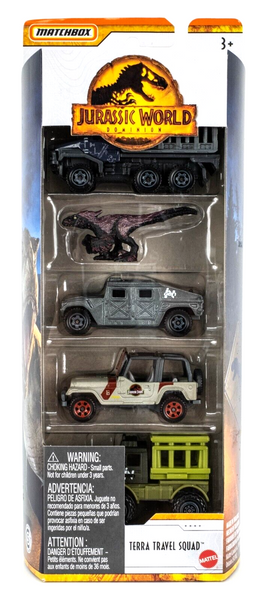 2022 Matchbox Jurassic World Dominion Terra Travel Squad 5-Pack | UNIMOG | JEEP