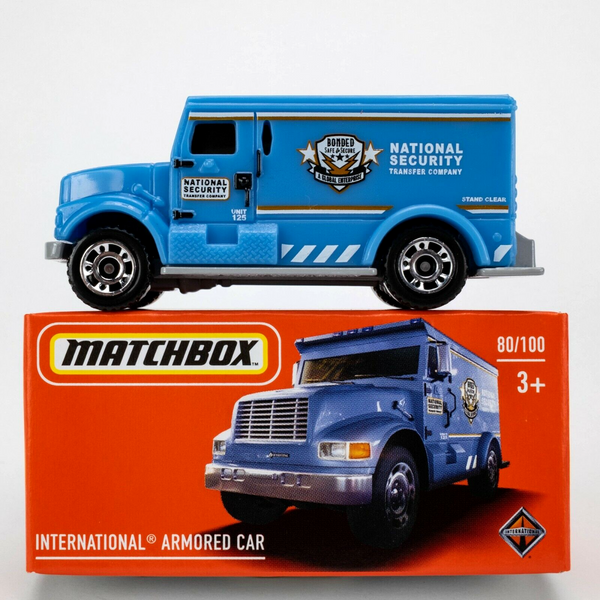 2021 Matchbox Power Grabs #80 International Armored Truck BLUE | NATIONAL | FSB