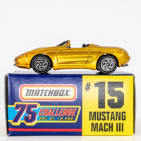 1997 Matchbox Gold Challenge #15 Ford Mustang Mach III GOLD METALLIC | BOXED