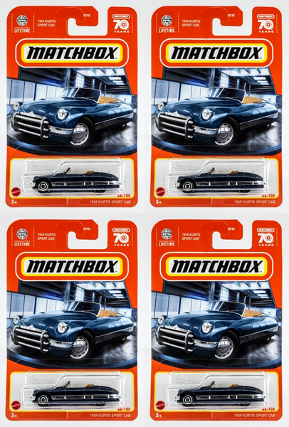 2023 Matchbox #46 1949 Kurtis Sport Car NAVY BLUE METALLIC | 4-PACK LOT | FSC