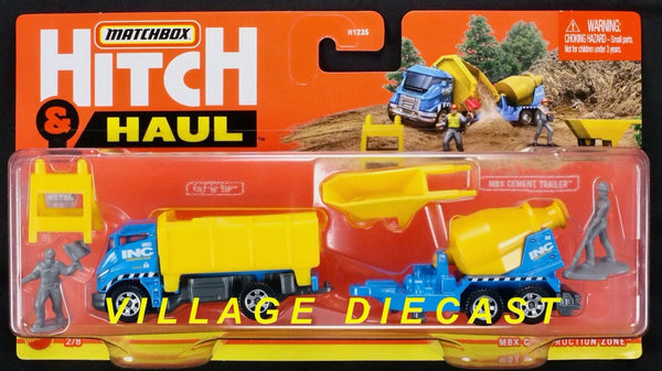 2021 Matchbox Hitch & Haul #2 MBX Construction Zone INC CONSTRUCT. | YELLOW DRUM