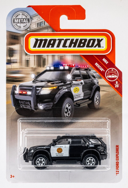 2019 Matchbox #58 Ford Explorer Police BLACK | SAN DIEGO POLICE | FSC