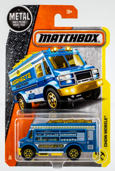 2017 Matchbox #53 Chow Mobile BLUE | YELLOW | WORKSITE FOOD TRUCK | FSC