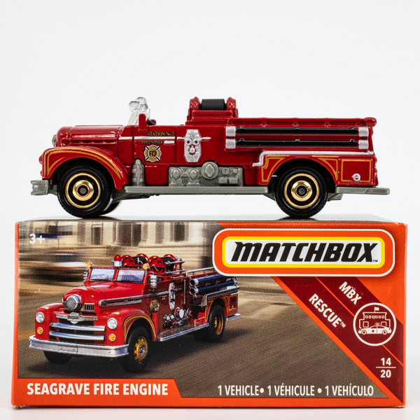 2019 Matchbox Power Grabs #55 Seagrave Fire Engine RED | FD STATION No.3 | FSB