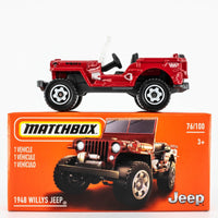 2021 Matchbox Power Grabs #76 1948 Willys Jeep HARVARD RED | WARN | FSB