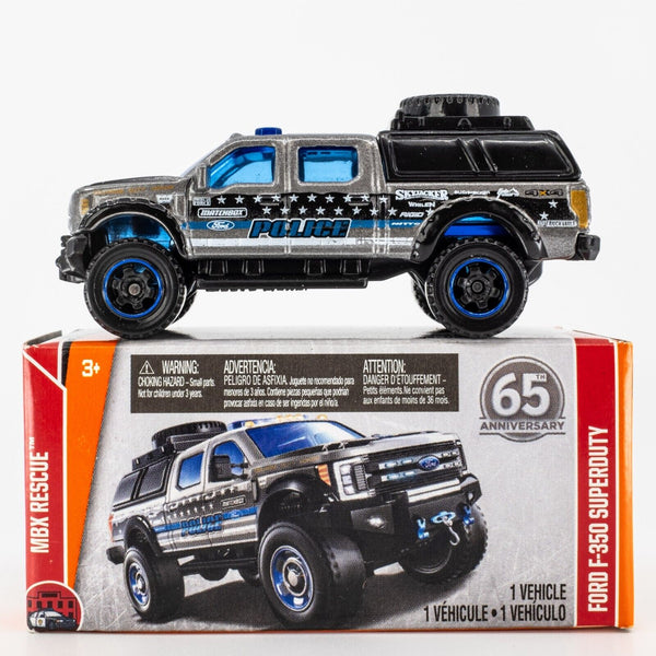 2018 Matchbox Power Grabs #54 Ford F-350 Superduty SILVER | POLICE | FSB