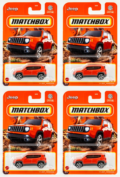 2024 Matchbox #16 '19 Jeep Renegade OMAHA ORANGE | 4-PACK LOT | FSC