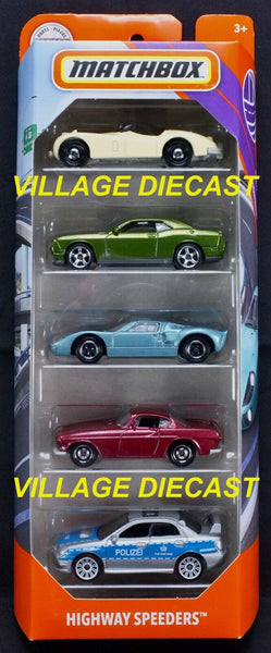 2020 Matchbox Highway Speeders 5-Pack Jaguar | Dodge | Ford | Volvo | Subaru