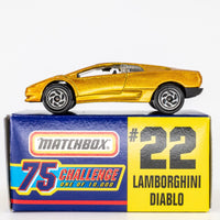 1997 Matchbox Gold Challenge #22 Lamborghini Diablo GOLD METALLIC | BOXED