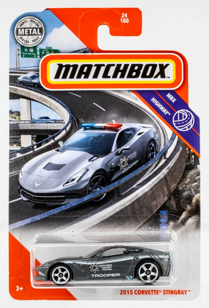 2020 Matchbox #24 Chevy Corvette Stingray GREY | HIGHWAY PATROL | FSC