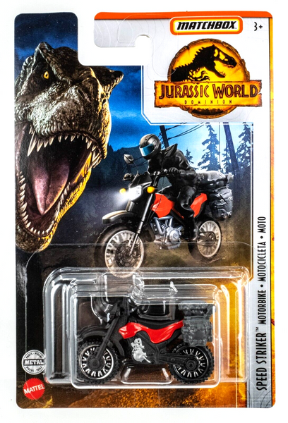 2022 Matchbox Jurassic World Dominion Speed Striker Motorbike BLACK | RED | FSC