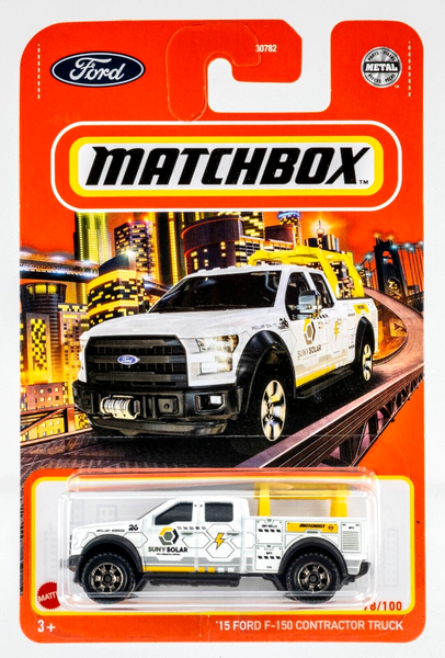 2021 Matchbox #78 '15 Ford F-150 Contractor Truck WHITE | SUNY SOLAR | FSC