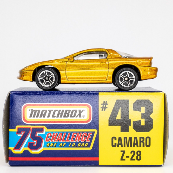 1997 Matchbox Gold Challenge #43 Chevy Camaro Z-28 GOLD METALLIC | BOXED