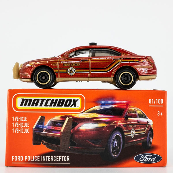 2021 Matchbox Power Grabs #81 Ford Police Interceptor RED METALLIC | FIRE | FSB