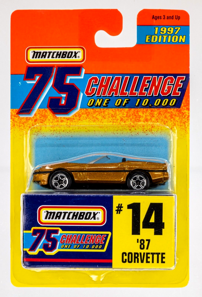 1997 Matchbox Gold Challenge #14 '87 Chevy Corvette GOLD METALLIC | FSC