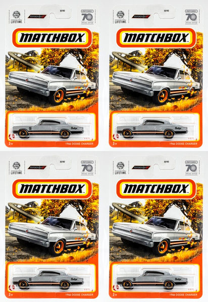 2023 Matchbox #12 1966 Dodge Charger SILVER METALLIC | 70 YEARS | 4-PK LOT | FSC