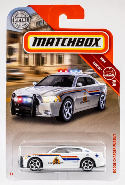 2019 Matchbox #49 Dodge Charger Pursuit WHITE | RCMP CANADA | FSC