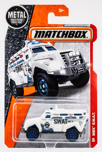 2017 Matchbox #69 MBX S.W.A.T. WHITE | S.W.A.T. UNIT 3 | FLAT BLUE WHEEL | FSC