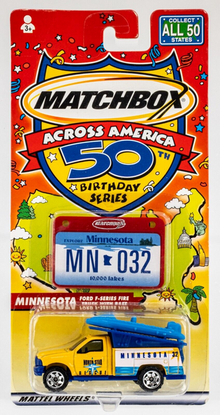 2002 Matchbox Across America Ford F-Series Fire Truck w/ Raft | MINNESOTA | FSC