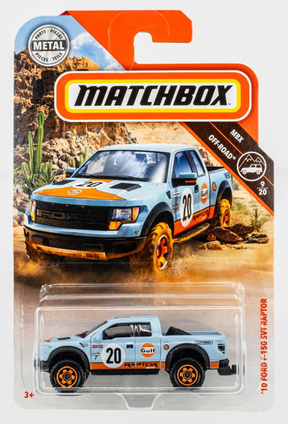 2018 Matchbox #96 '10 Ford F-150 SVT Raptor MATTE GULF BLUE | ORANGE | FSC