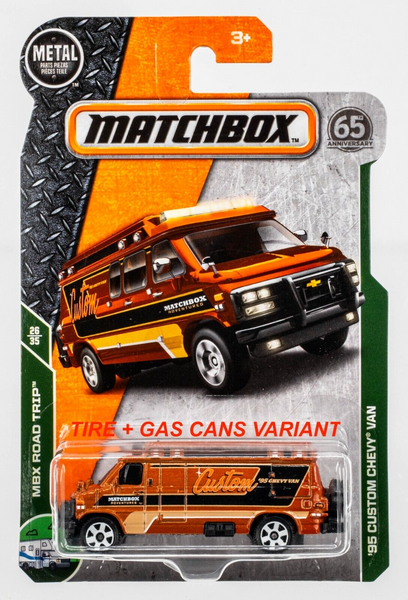 2018 Matchbox #102 '95 Custom Chevy Van COPPER | TIRE + GAS CANS VARIANT | FSC