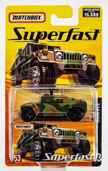 2005 Matchbox Superfast #53 Humvee GREEN | BROWN ARMY CAMOUFLAGE | FSC