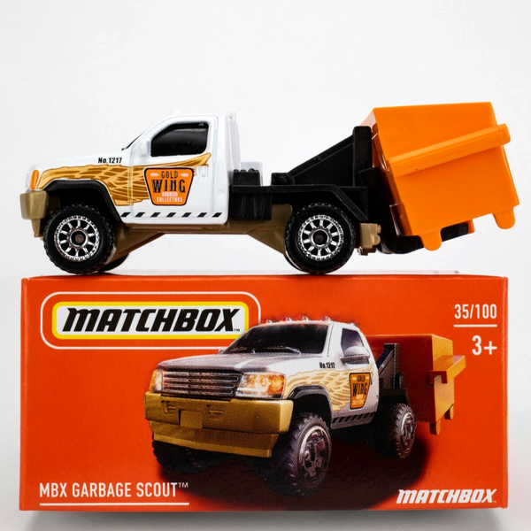 2021 Matchbox Power Grabs #35 MBX Garbage Scout WHITE | GOLD WING RUBBISH | FSB