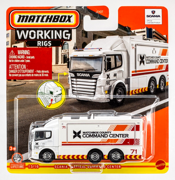 2024 Matchbox Working Rigs #13 Scania Tactical Command Center WHITE | FIRE | FSC