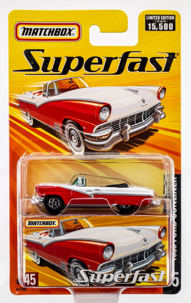 2005 Matchbox Superfast #45 1956 Ford Sunliner COLONIAL WHITE | FIESTA RED | FSC