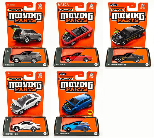 2024 Matchbox Moving Parts Mix 4 | 5-Car Set | Lexus | Mazda | Ford | Citroën