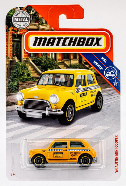 2019 Matchbox #96 '64 Austin Mini Cooper 1275S YELLOW | CITY-CENTER TAXI | FSC