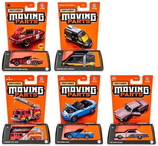 2024 Matchbox Moving Parts Mix 5 | 5-Car Set | Bizzarrini | Seagrave | Sprinter