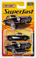 2005 Matchbox Superfast #47 1957 Chevy Corvette ONYX BLACK | POLO WHITE | FSC