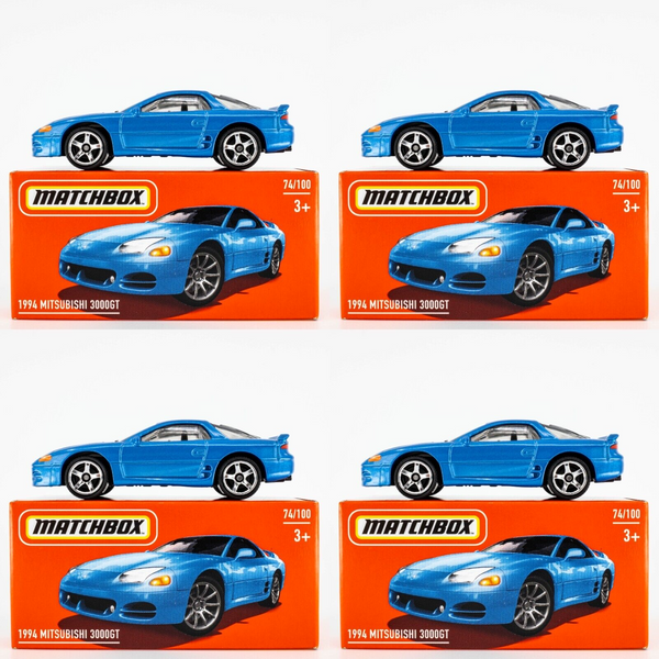 2024 Matchbox Power Grabs #74 1994 Mitsubishi 3000GT FIJI BLUE | 4-PACK LOT |FSB