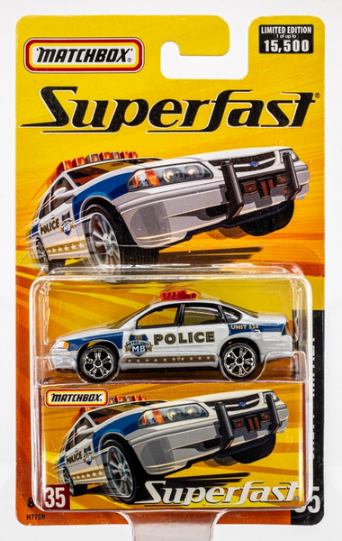 2005 Matchbox Superfast #35 Chevy Impala Police LIGHT GREY | WHITE | FSC