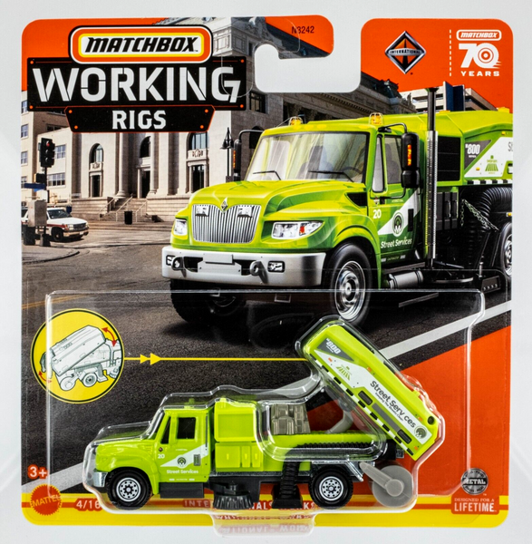 2023 Matchbox Working Rigs #4 International Workstar Street Cleaner GREEN | FSC