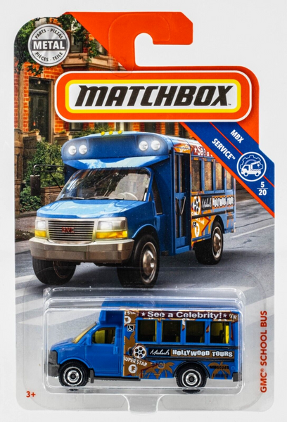 2018 Matchbox #18 GMC School Bus BLUE | MICHAEL'S HOLLYWOOD TOURS | FSC