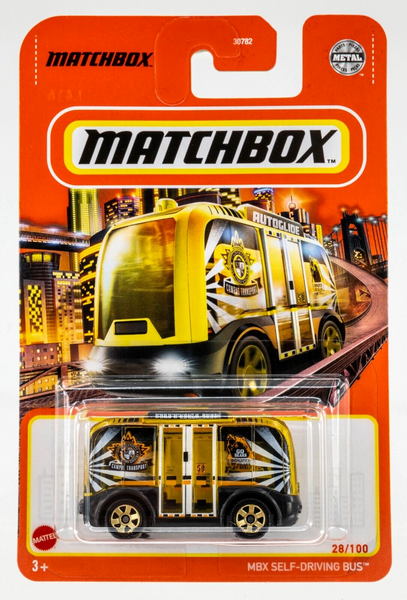 2021 Matchbox #28 MBX Self-Driving Bus GOLD | BLACK | AUTOGLIDE CAMPUS | FSC