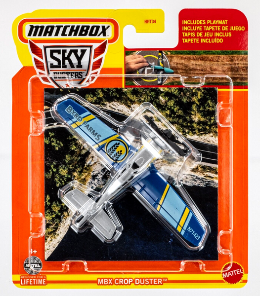 2024 Matchbox Sky Busters #23 MBX Crop Duster SILVER | BLUE | BYRD FARMS | FSC