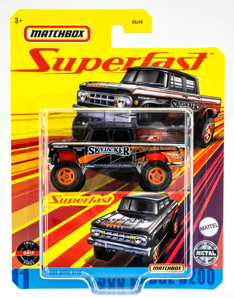 2020 Matchbox Superfast #11 1968 Dodge D200 RAVEN BLACK | SKYJACKER | FSC